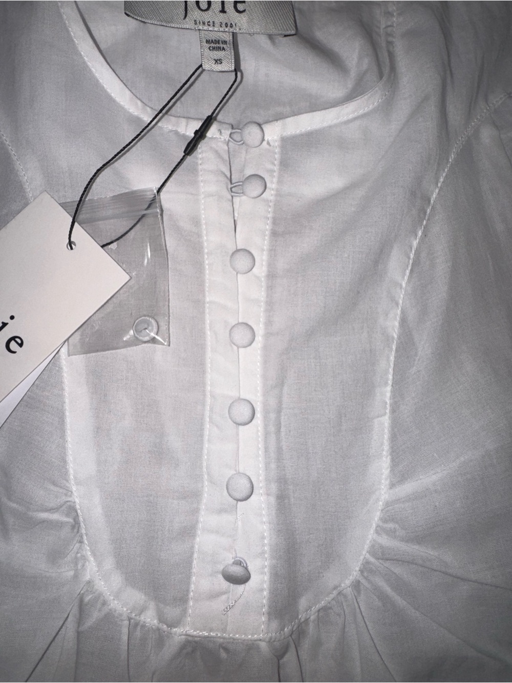 Joie White Round-Neck Button-Front Cotton Top - Picture 5 of 7